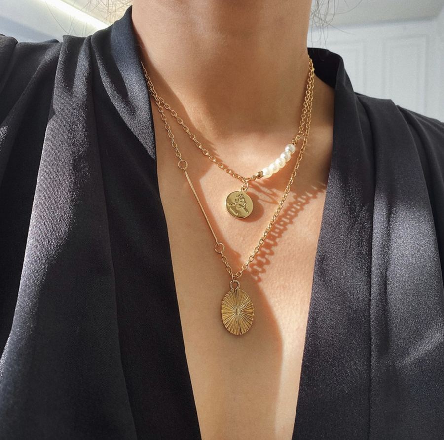 Payton Layered Pearl & Gold Necklace