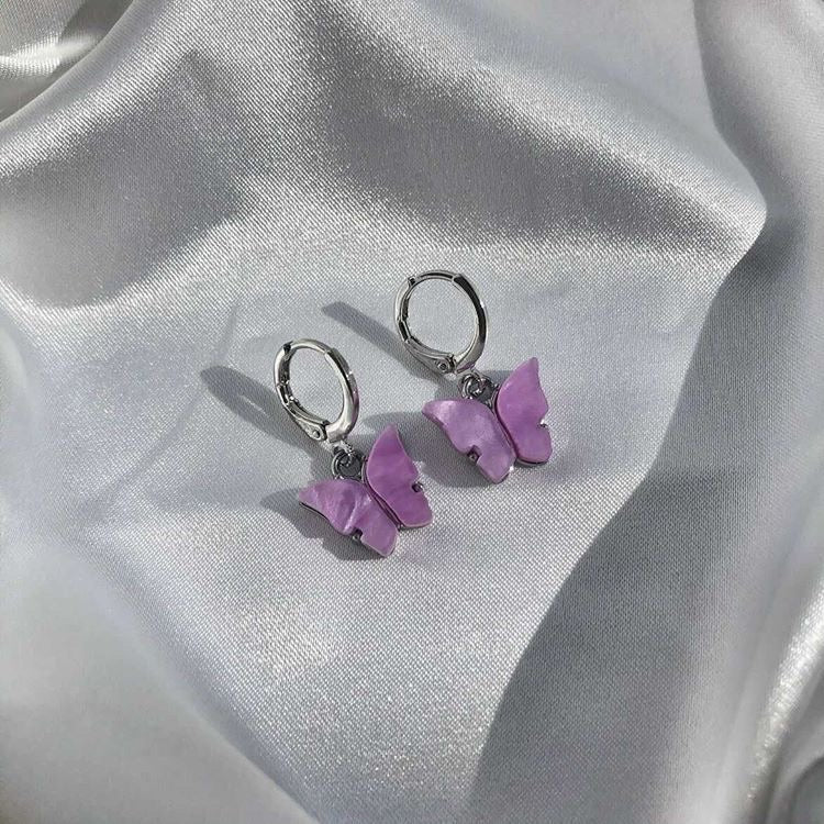 Purple Jade Butterfly Earrings