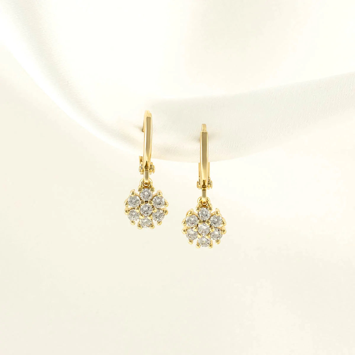 Florance White Zircon Flower Huggie Earrings