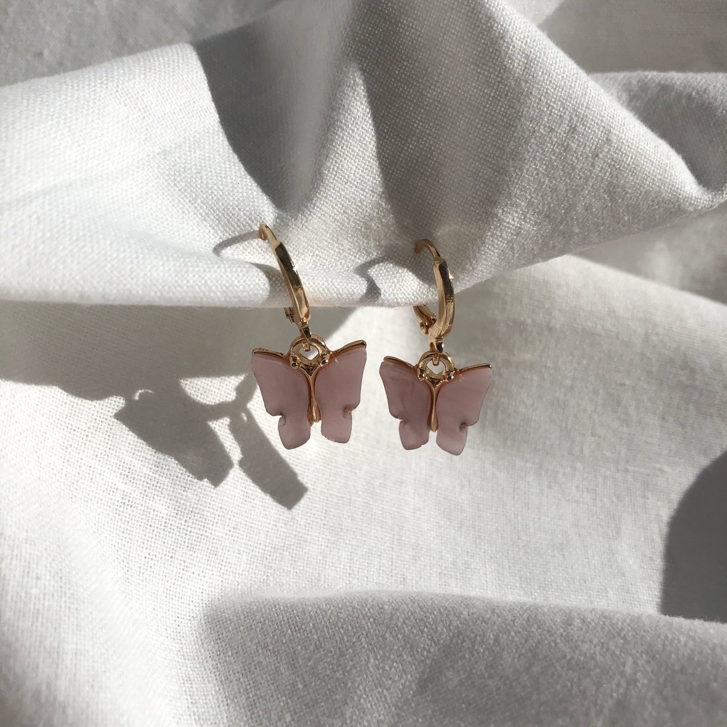 Baby Pink Jade Butterfly Earrings