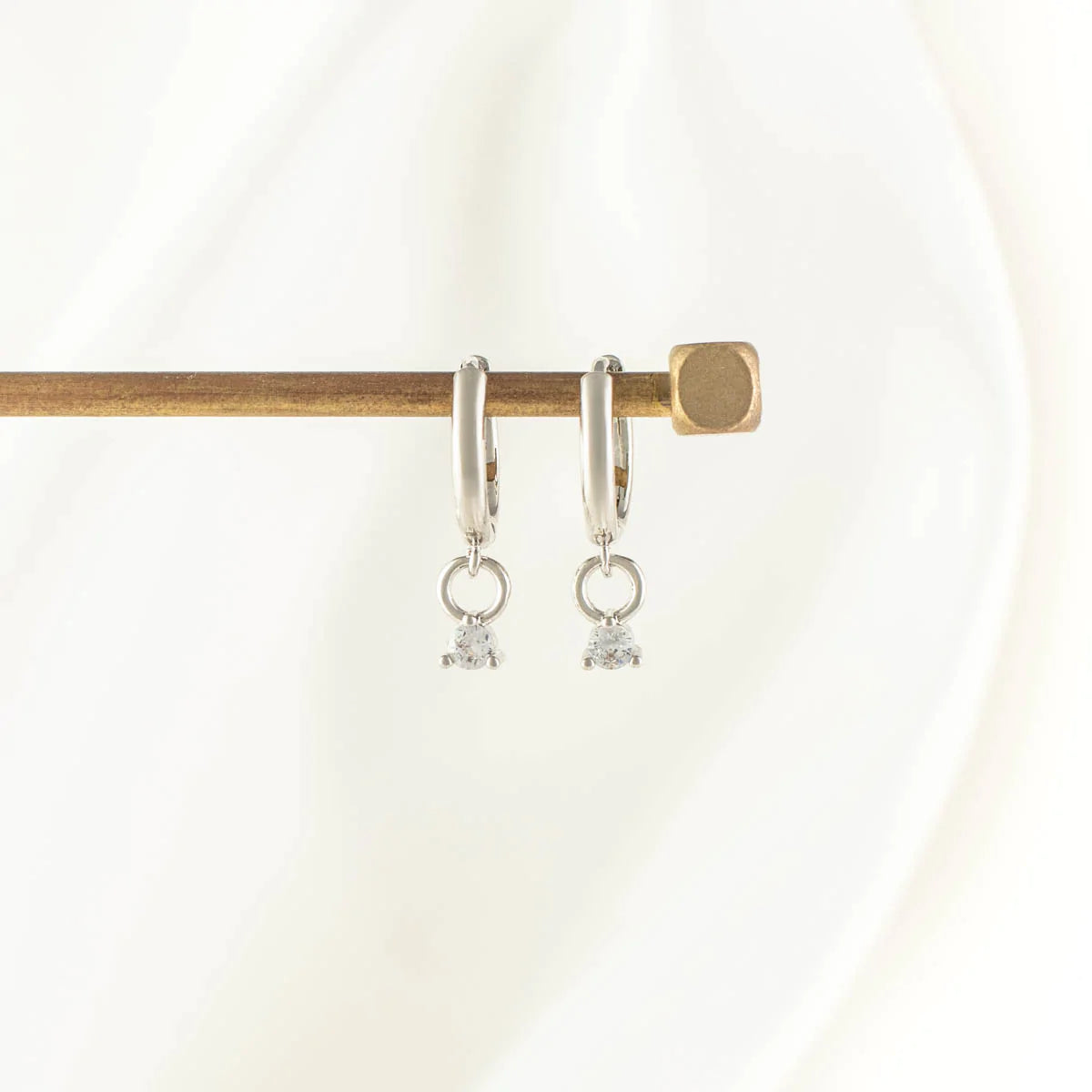 Miette White Zircon Huggie Earrings