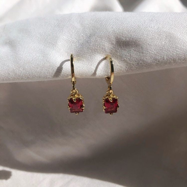 Burgundy Ruby Earrings