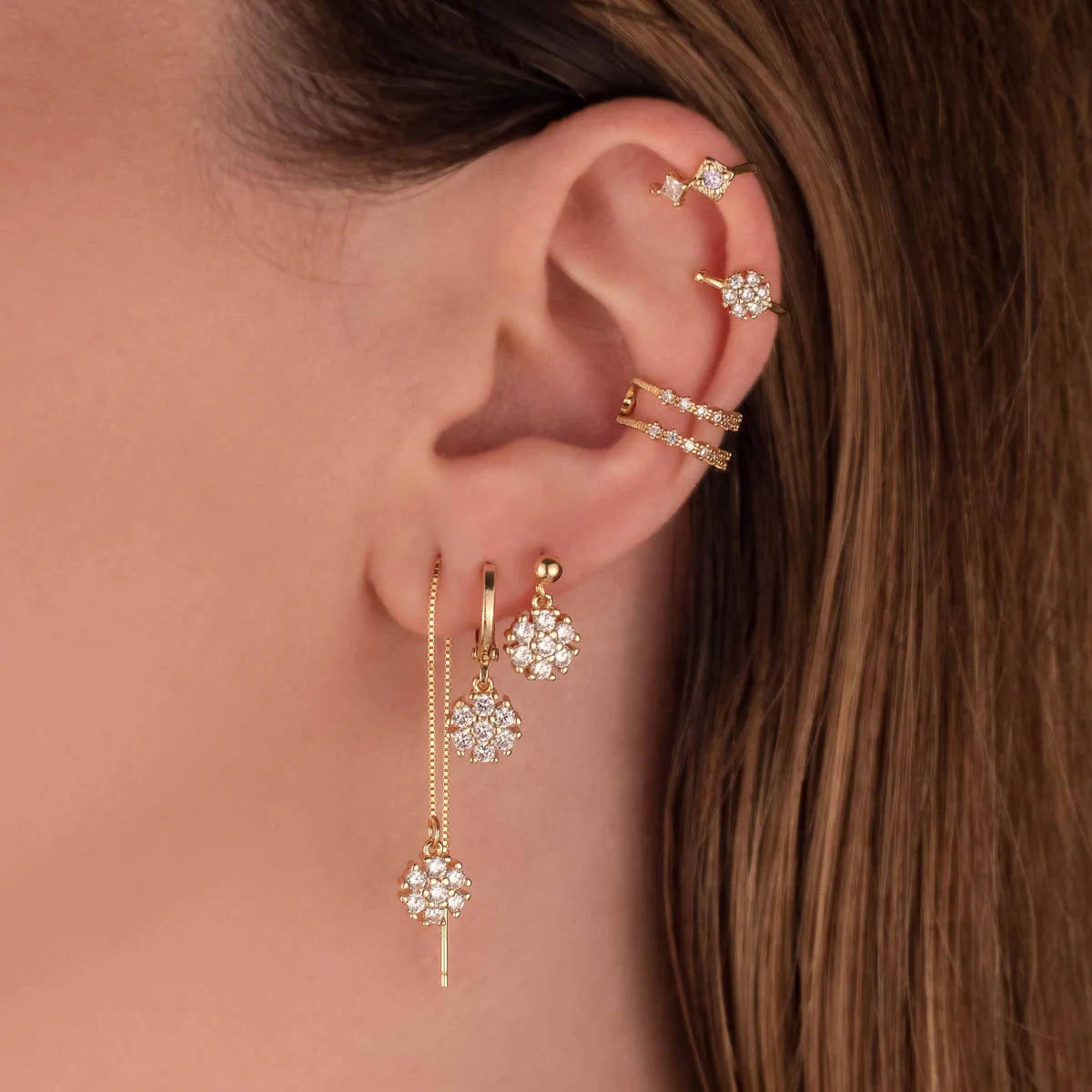 Florance White Zircon Flower Threaders