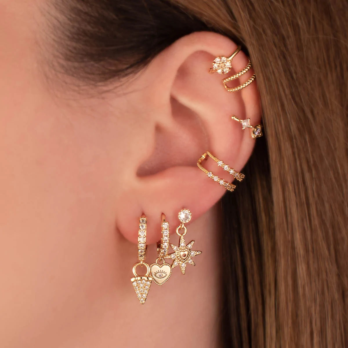 Kaily White Zircon Embellished Huggie Earrings