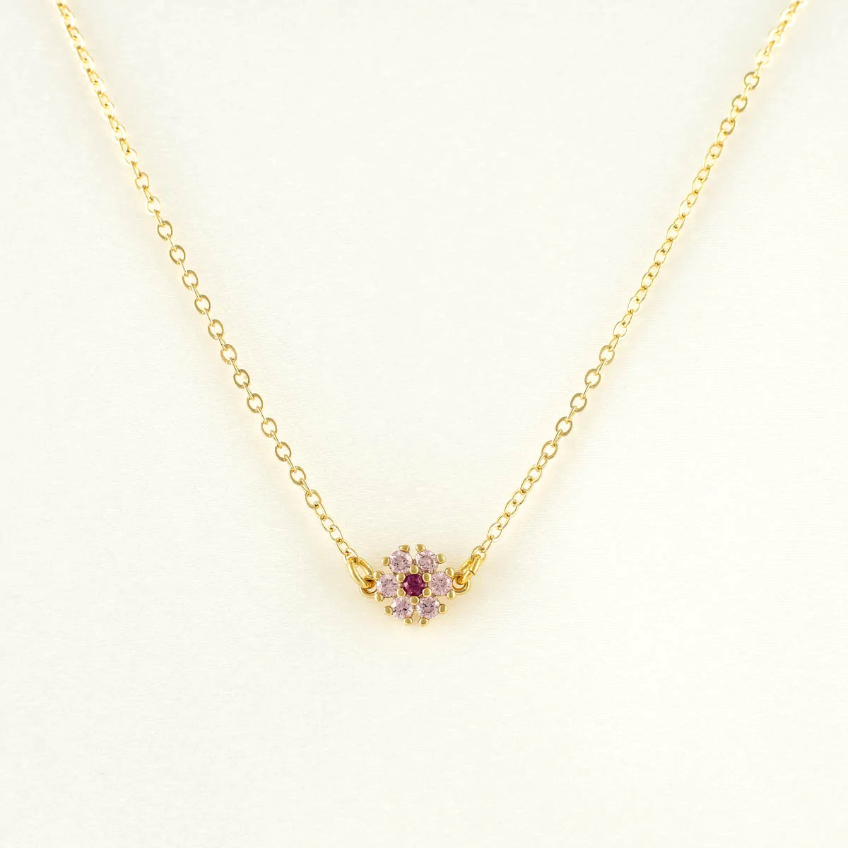 Myra Pink Zircon Flower Necklace