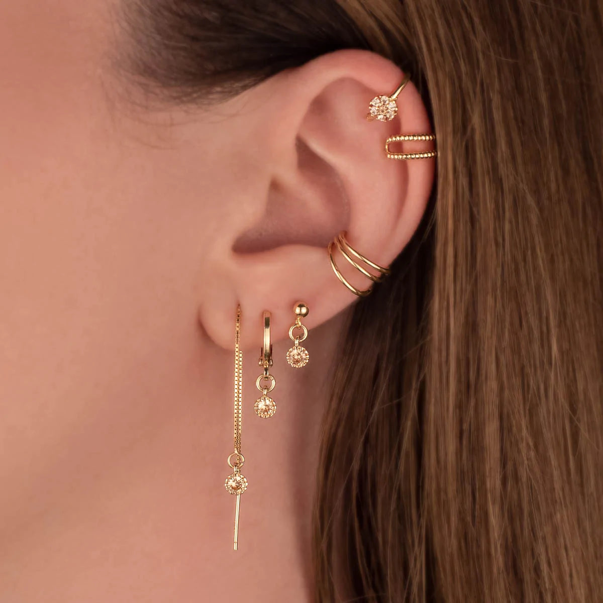Bijou Champagne Zircon Huggie Earrings