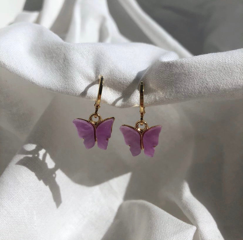 Purple Jade Butterfly Earrings