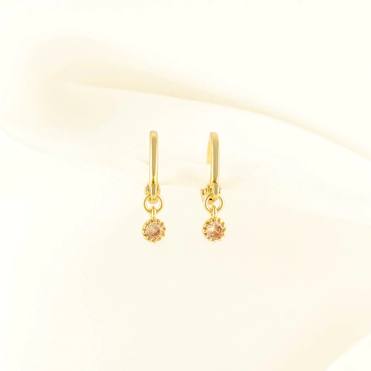 Bijou Champagne Zircon Huggie Earrings