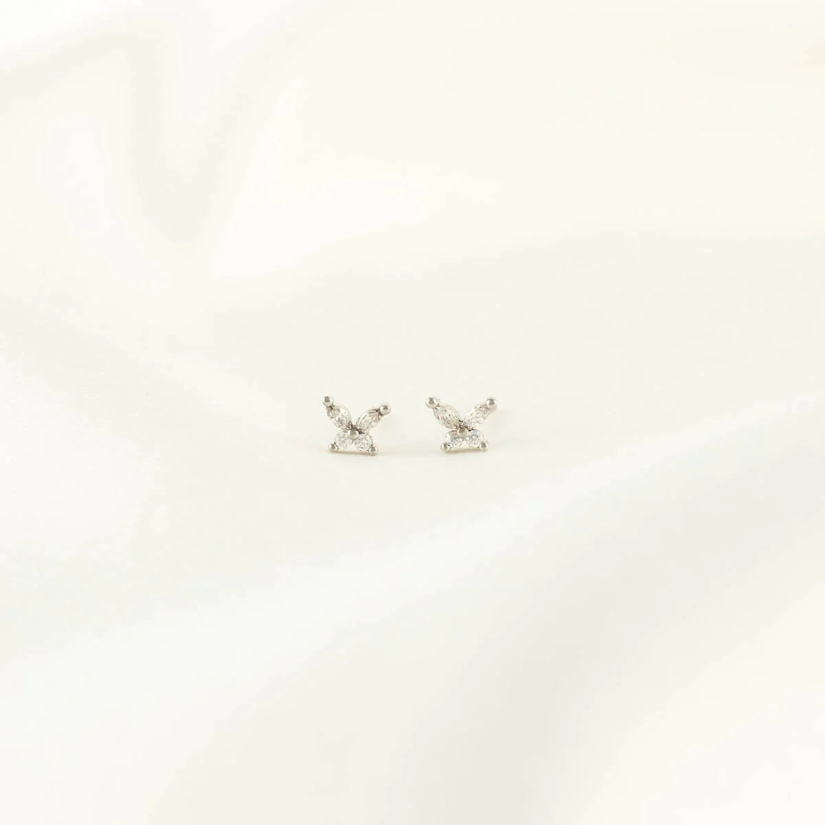 Butterfly Diamond Studs - Sterling Silver