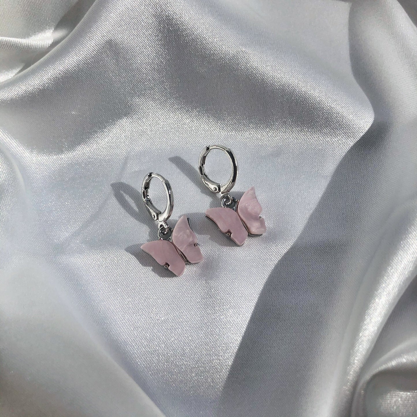 Baby Pink Jade Butterfly Earrings