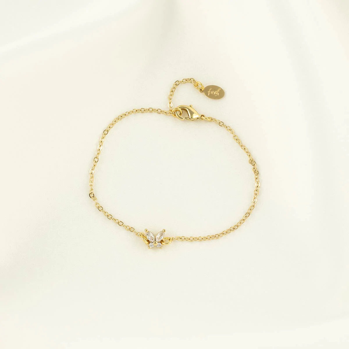 Gwendolyn White Zircon Butterfly Bracelet
