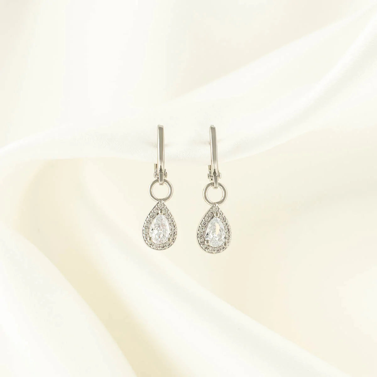 Adeline White Zircon Huggie Earrings