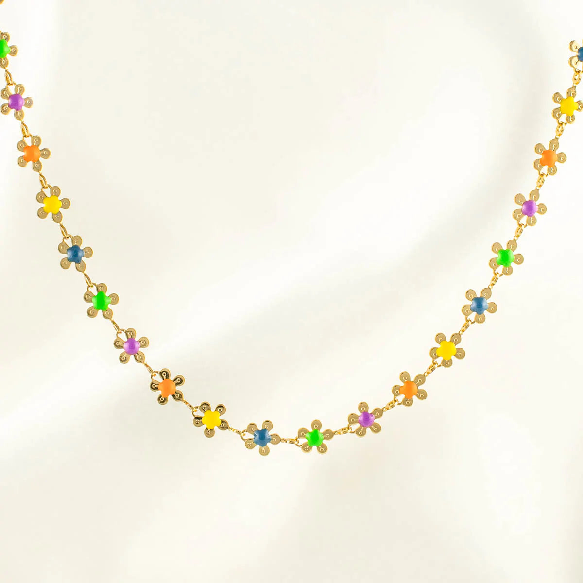 Rainbow Neon Daisy Choker Necklace