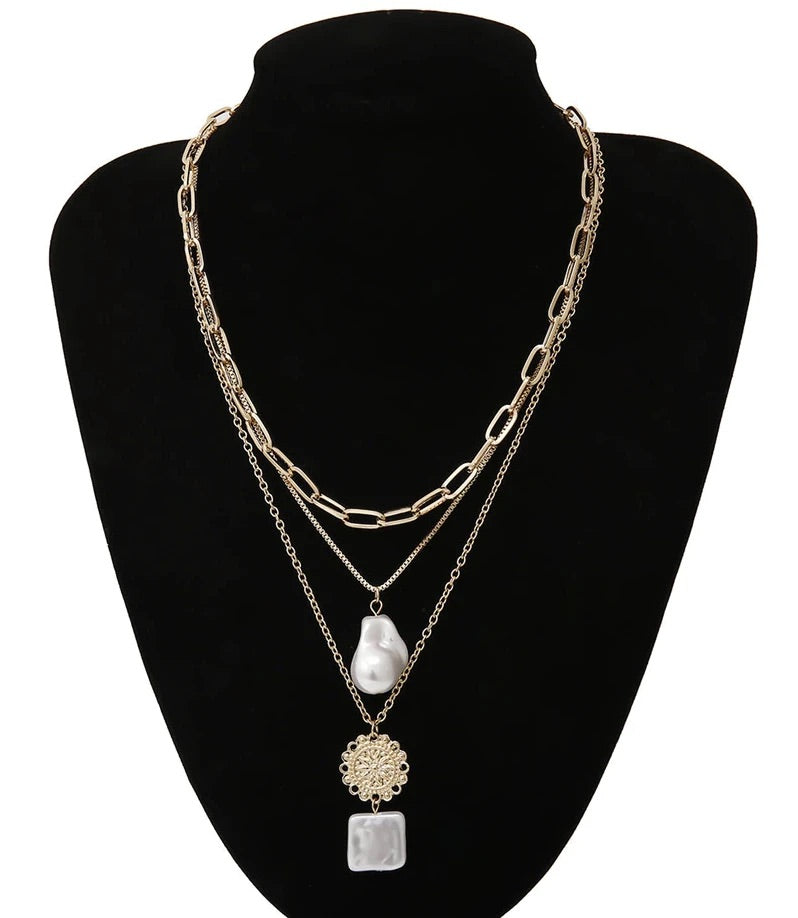 Vita Layered Pearl & Gold Necklace