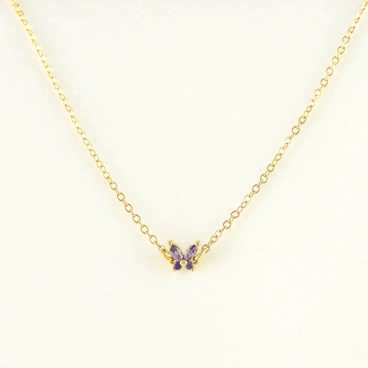 Candy Purple Zircon Butterfly Necklace