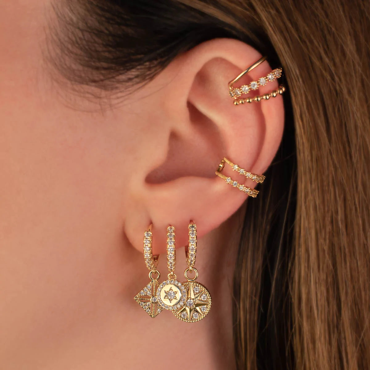 Kendra Diamond White Zircon Embellished Huggie Earrings