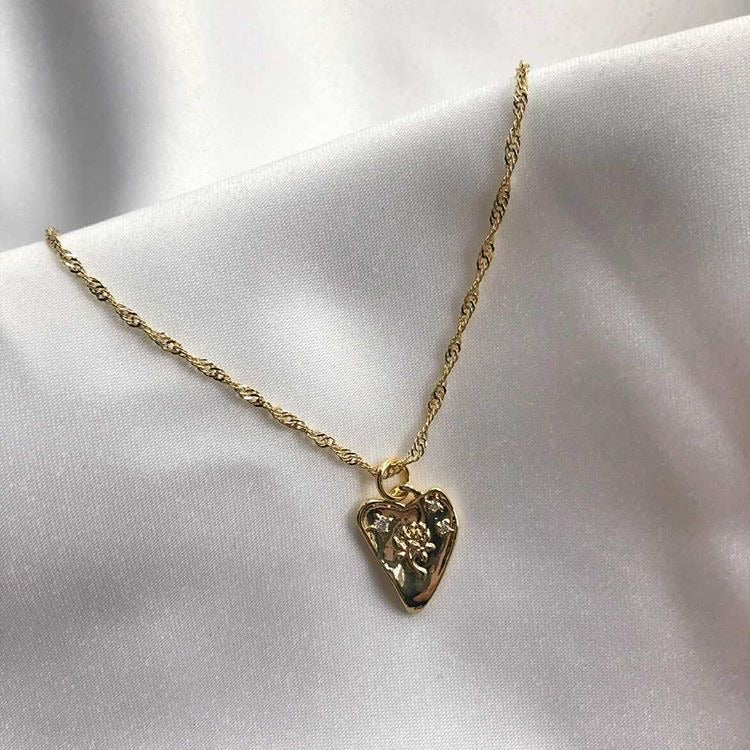 Gold Rose Heart Necklace