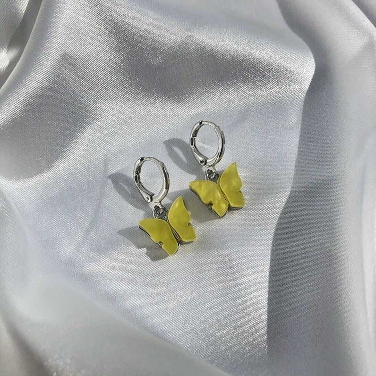Yellow Jade Butterfly Earrings