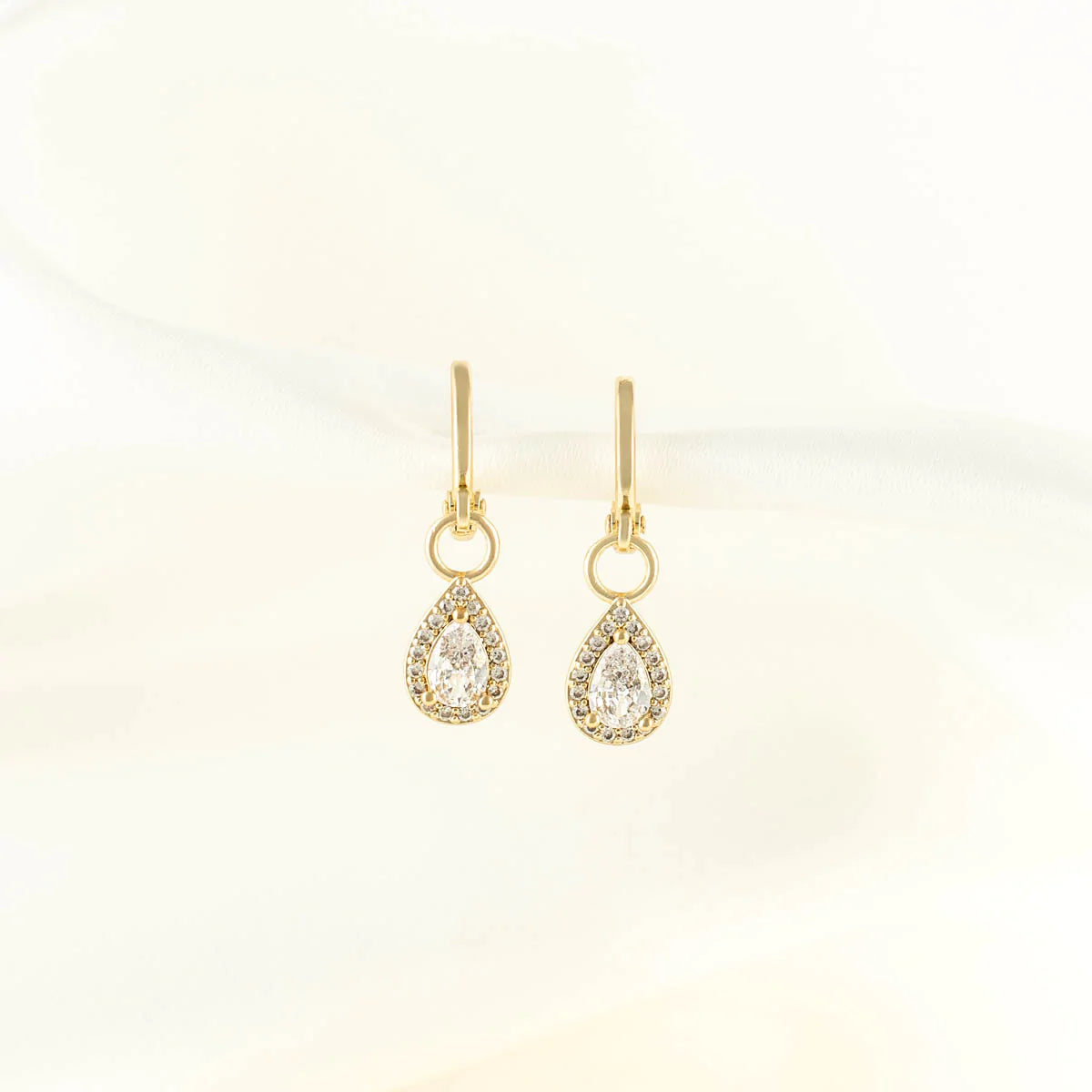 Adeline White Zircon Huggie Earrings