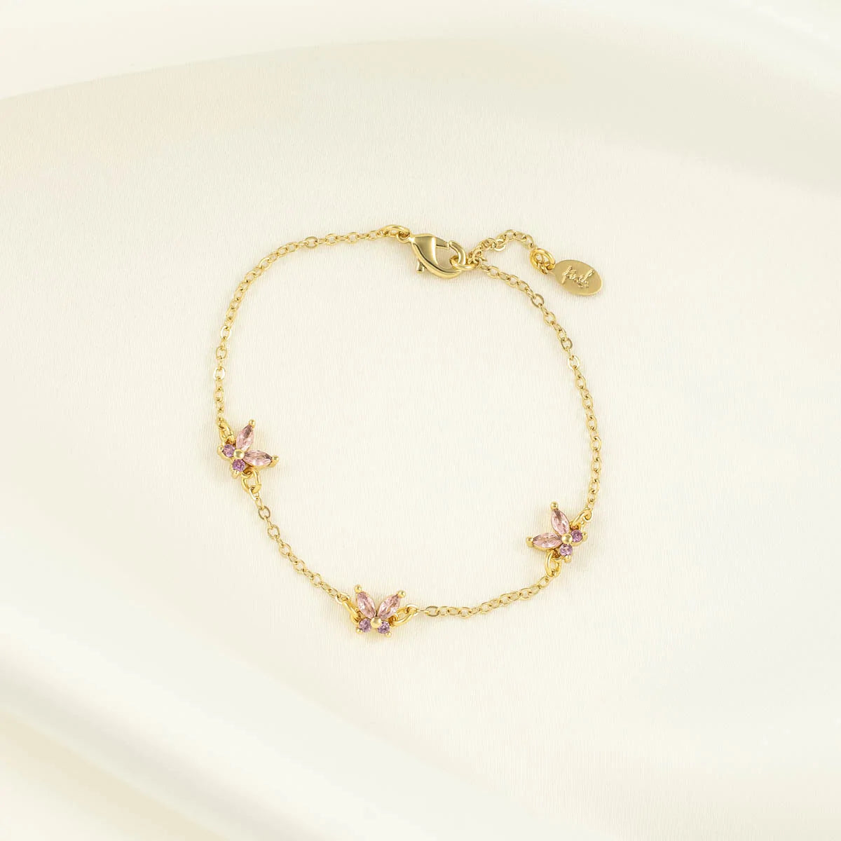 Sallie Pink Zircon Butterfly Bracelet