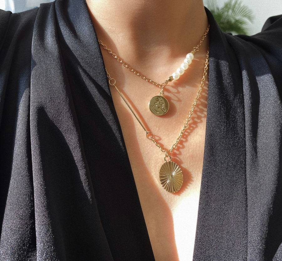 Payton Layered Pearl & Gold Necklace