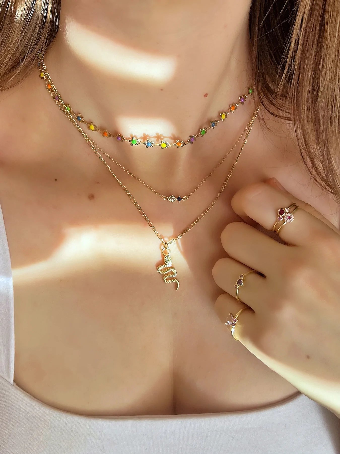 Rainbow Neon Daisy Choker Necklace