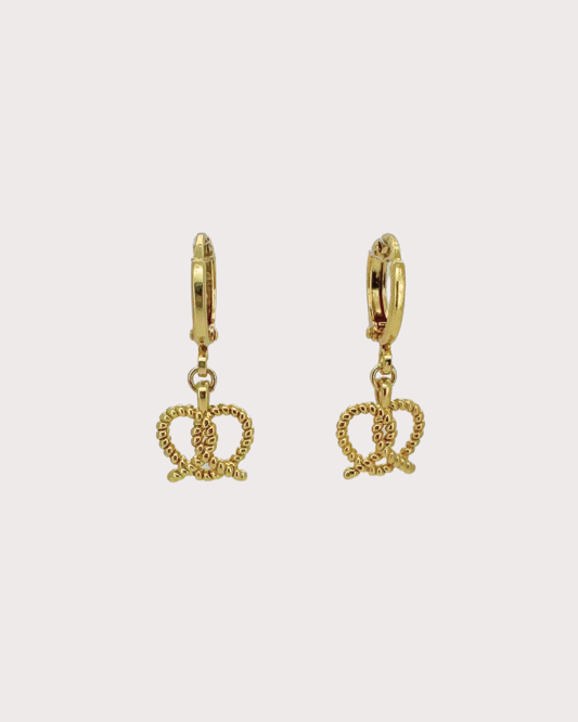 Marjorie Pretzel White Zircon Huggie Earrings
