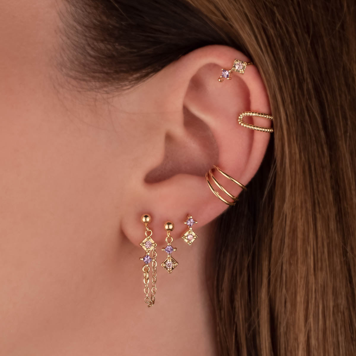 Mabel Pink and Purple Zircon Studs