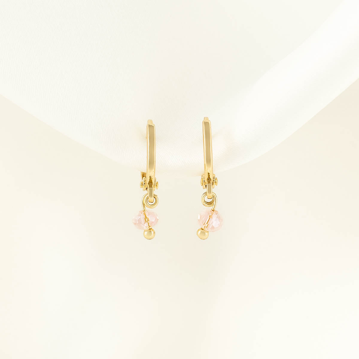Pink Crystal Huggie Earrings