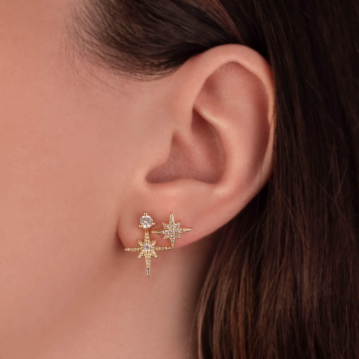Nevaeh Star White Zircon Embellished Stud Earrings