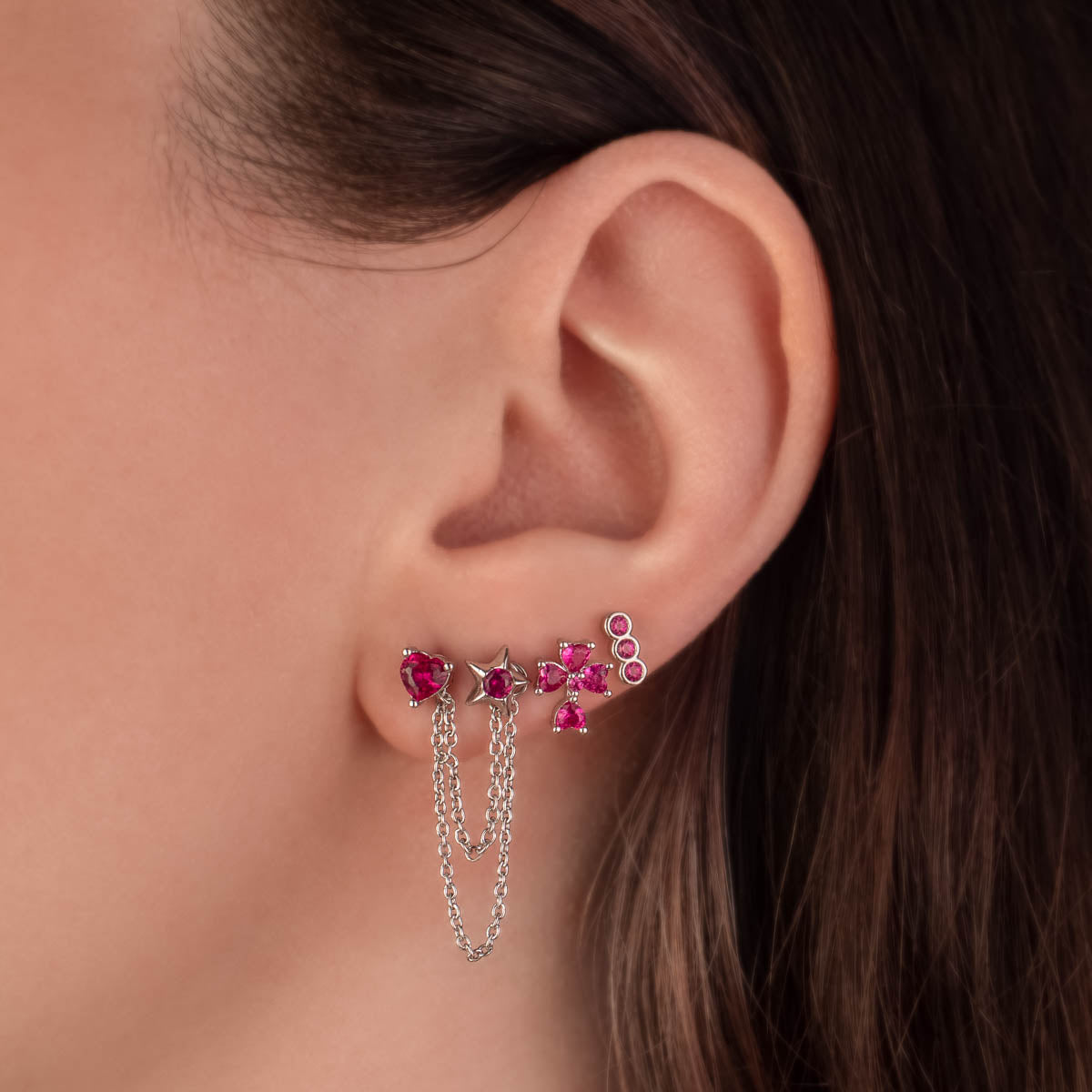 Solange Cross Pink Zircon Studs