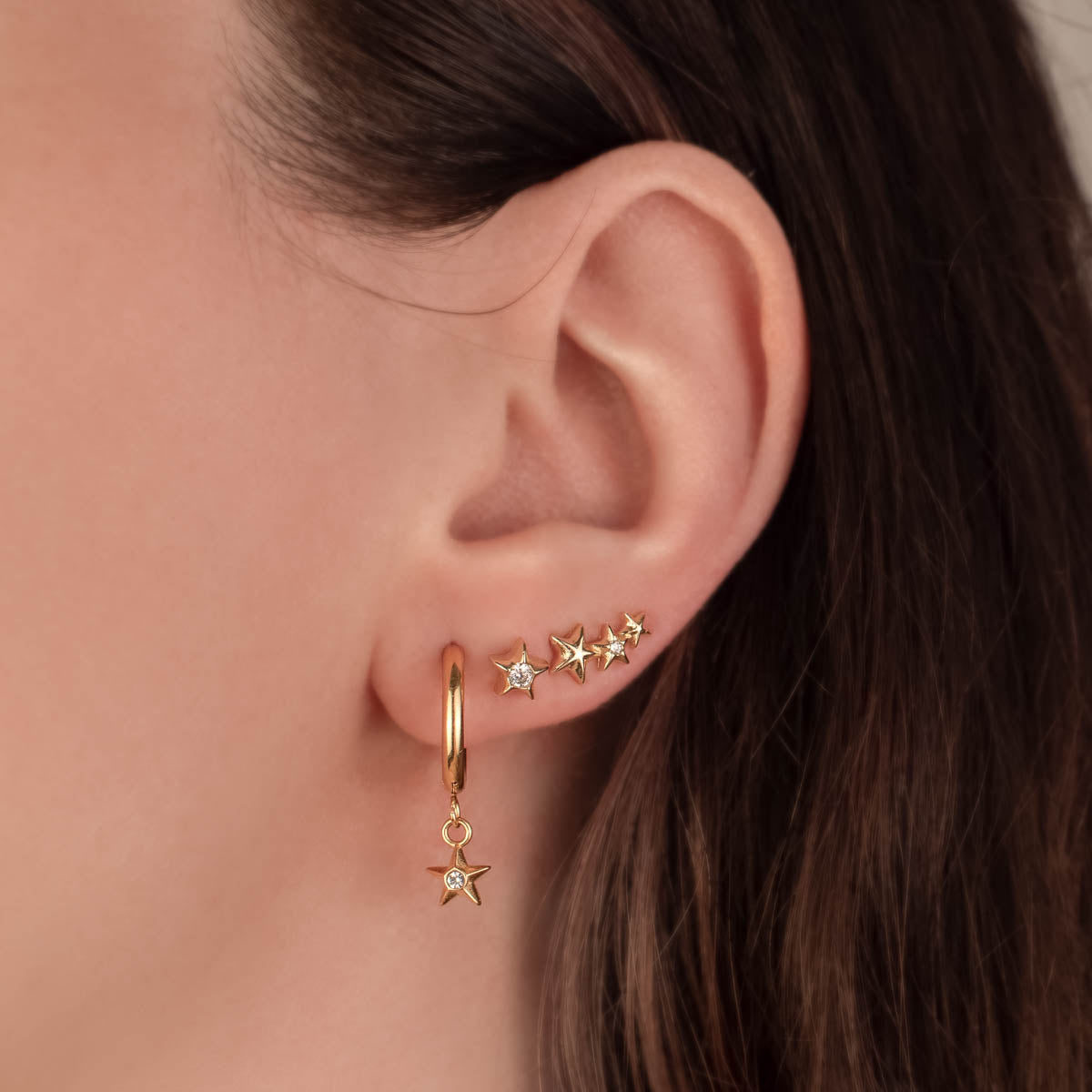 Umi Star White Zircon Stainless Steel Ball Studs