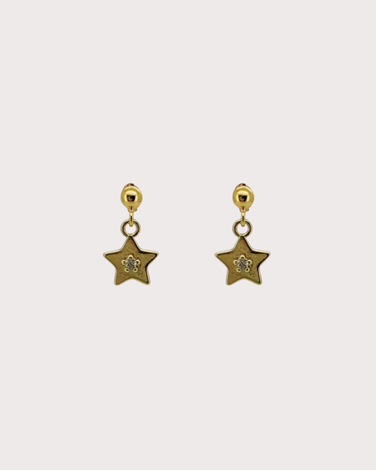 Starry Star White Zircon Dangle Studs
