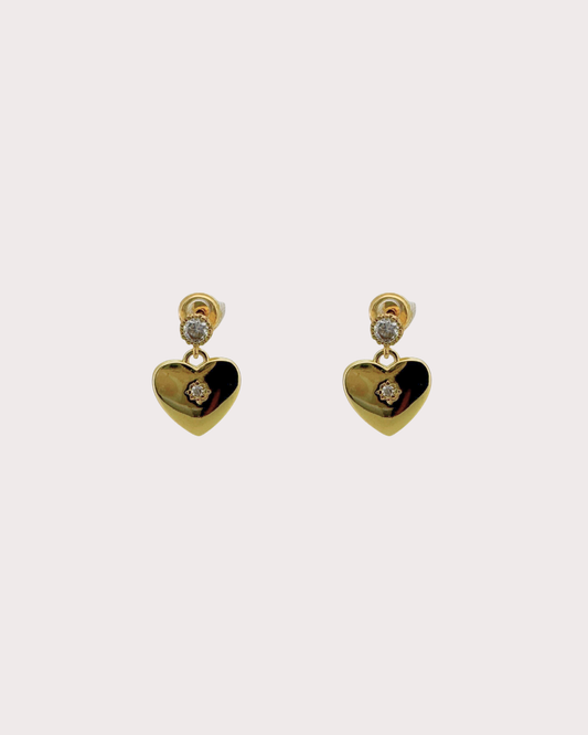 Charis Heart White Zircon Embellished Dangle Studs