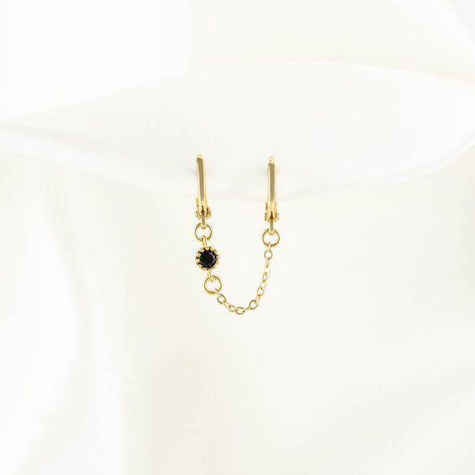 Alexandra Black Zircon Huggie Chain Earring
