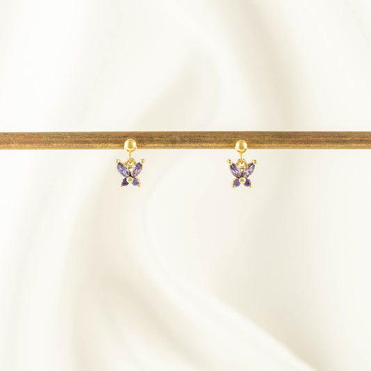 Candy Butterfly Purple Dangle Studs