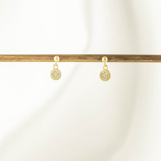 Fay Circle White Zircon Dangle Studs
