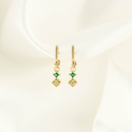 Hazel Yellow and Green Zircon Huggie Earrings