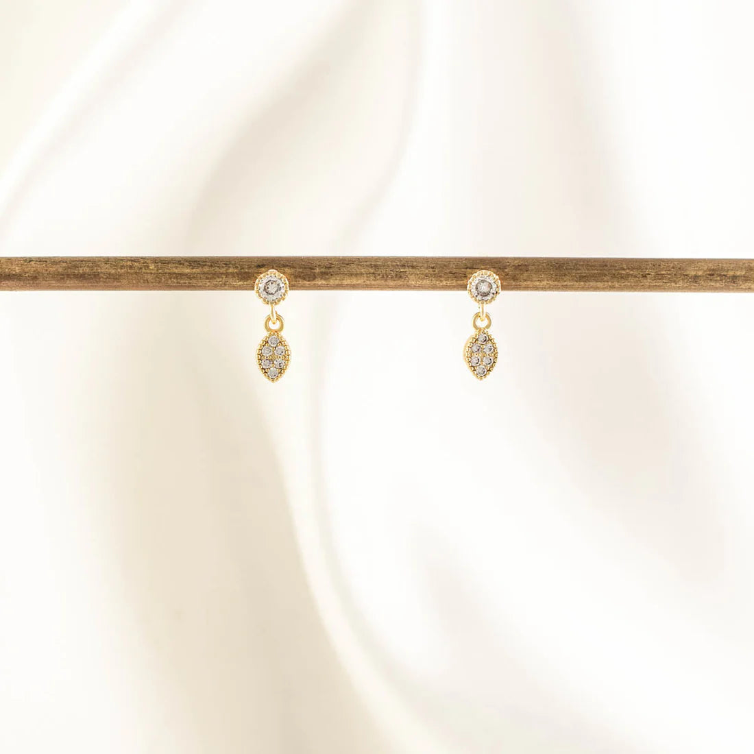 Phyllis Leaf White Zircon Studs