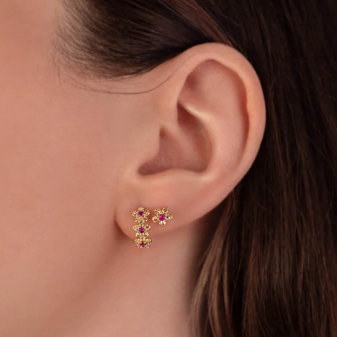 Sakura Flower Pink Zircon Studs