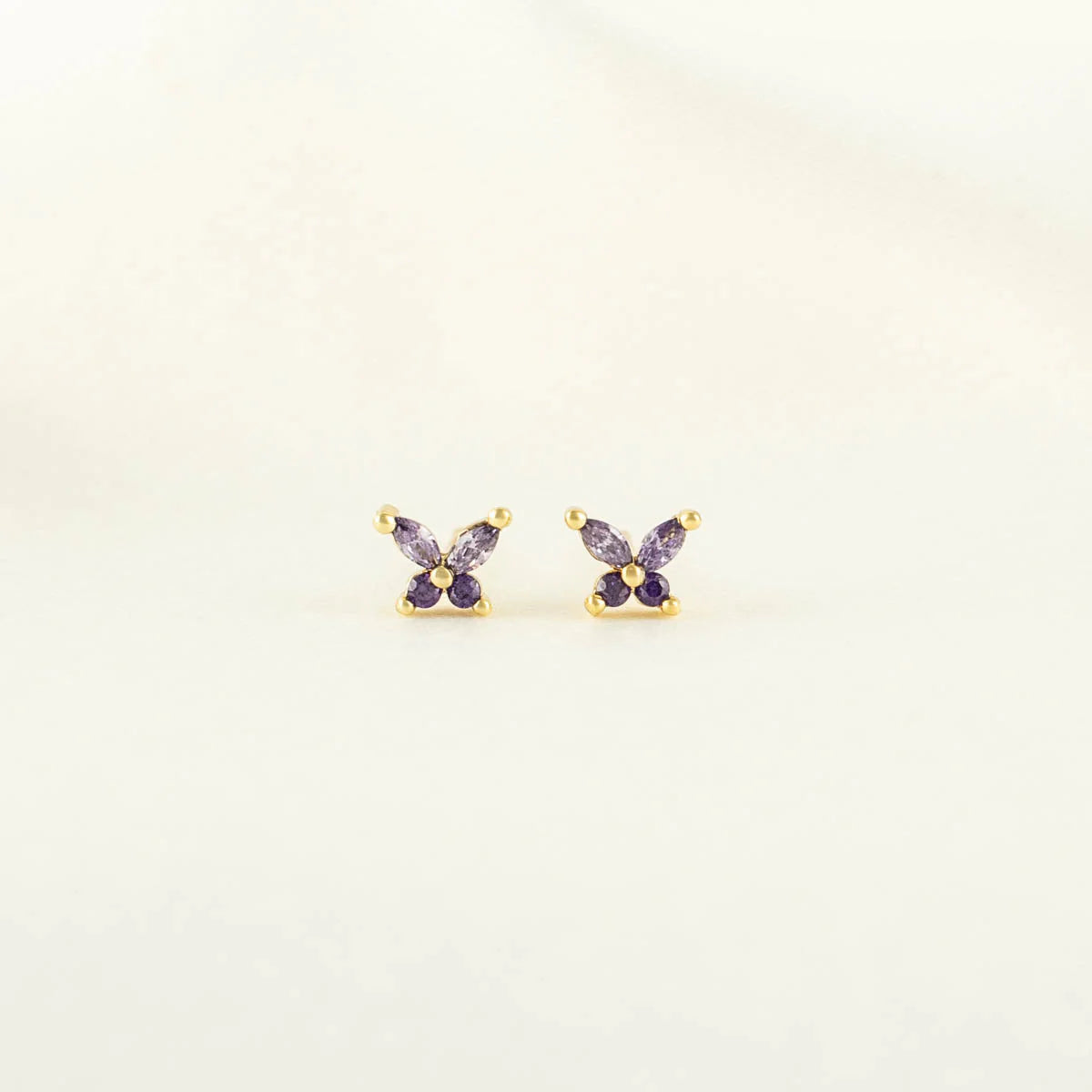 Candy Purple Zircon Butterfly Studs