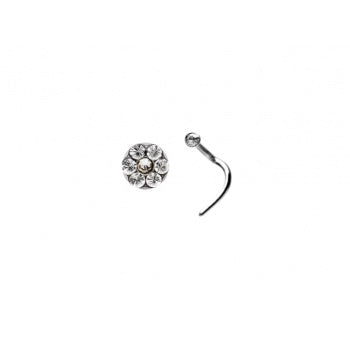 Silver Daisy Crystal Nose Stud Twin Pack