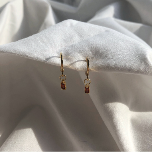 Juliet Red Huggie Earrings