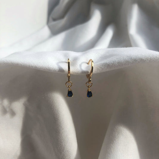 Leah Blue Huggie Earrings