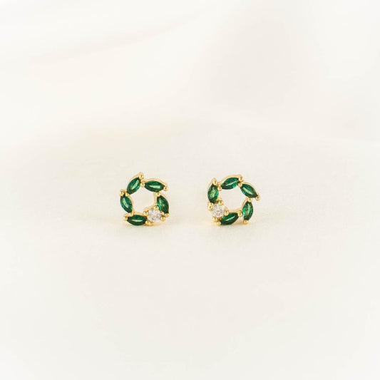 Laura Wreath Green and White Zircon Studs