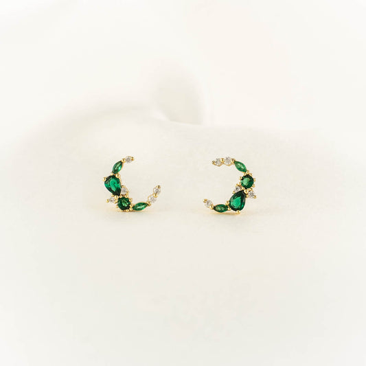Mahina Moon Green and White Zircon Studs