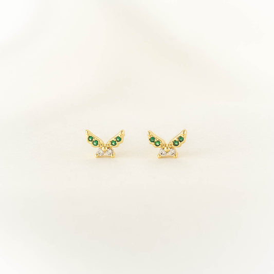 Navi Butterfly Green and White Zircon Studs