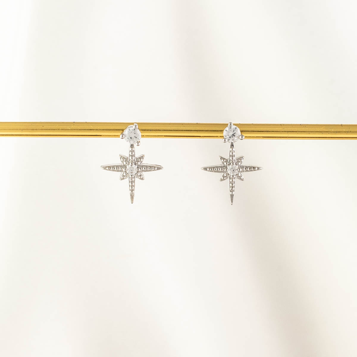 Nevaeh Star White Zircon Embellished Stud Earrings