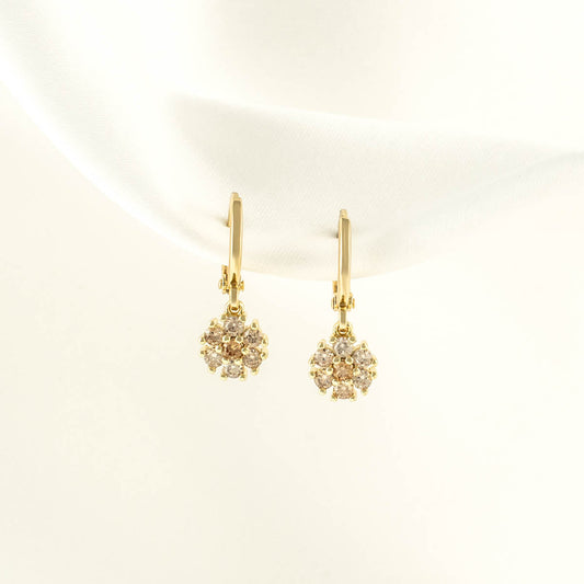 Olive Topaz Zircon Flower Huggie Earrings