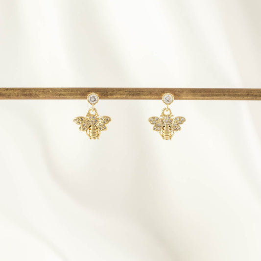 Queen Bee White Zircon Embellished Stud Earrings